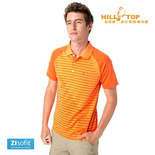【hilltop山頂鳥】男款ZIsofit吸濕排汗POLO衫S14ME5胡蘿蔔橘