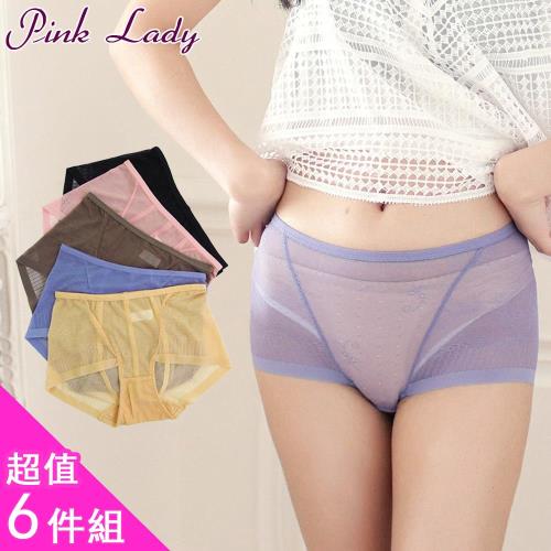【PINK LADY】MIT台灣製 網紗蕾絲平口內褲6678(六件組)