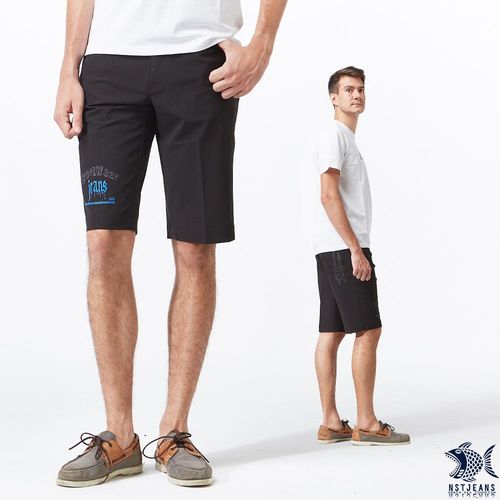 【NST Jeans】四面彈_膠印暗黑文字風格 休閒短褲(中腰鬆緊修身版) 397(25857)