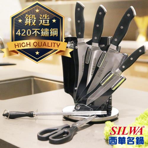西華SILWA 工匠級精鍛七件式刀具組  含精美壓克力360°旋轉刀座