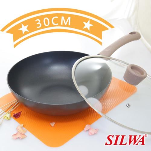 西華SILWA黑曜鑽含蓋不沾炒鍋30cm