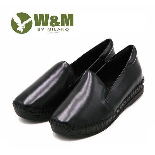W&M 亮面縫線厚底懶人鞋 女鞋-黑(另有鐵灰)