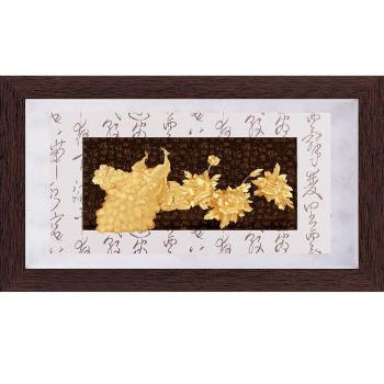 【開運陶源】金箔畫 黃金畫純金彩金系列~ 花開富貴....82 x 48 cm
