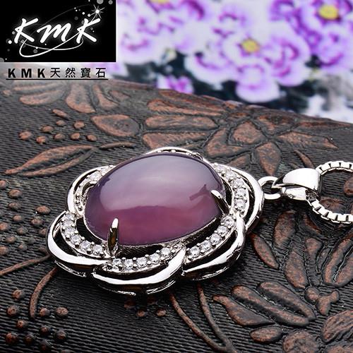 KMK天然寶石【花開富貴】印尼爪哇島天然紫玉髓-項鍊