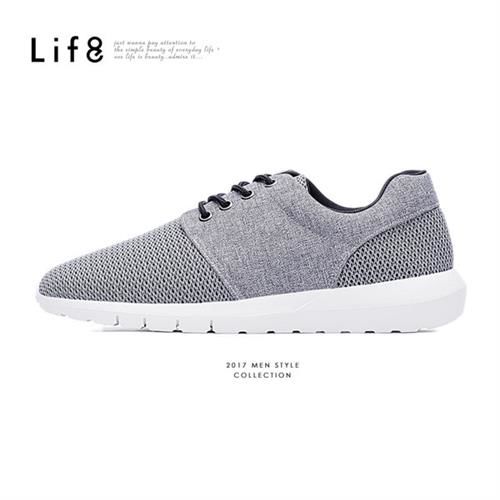 Life8-MIT。三色網布。除臭鞋墊。雙材質太空運動鞋-09480-黑色