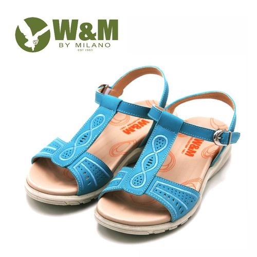 W&M 圖騰刺繡寬帶涼鞋 女鞋-藍