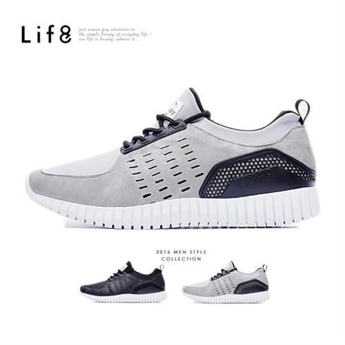 Life8-MIT。奈米Ag+。針紋絨布。3D彈簧運動鞋-09452-灰色