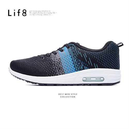 Life8-MIT。三色飛織布。AIR CUSHION運動鞋-09511-黑藍