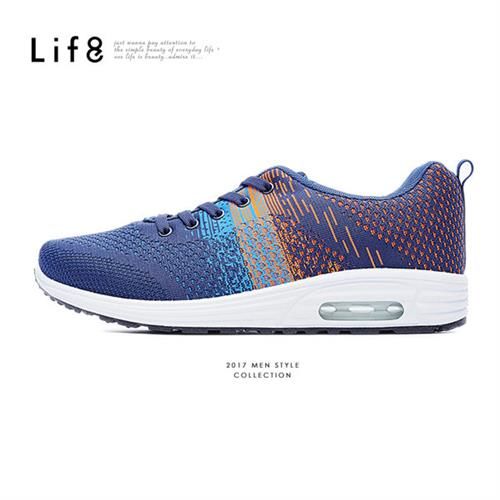 Life8-MIT。三色飛織布。AIR CUSHION運動鞋-09511-藍橘