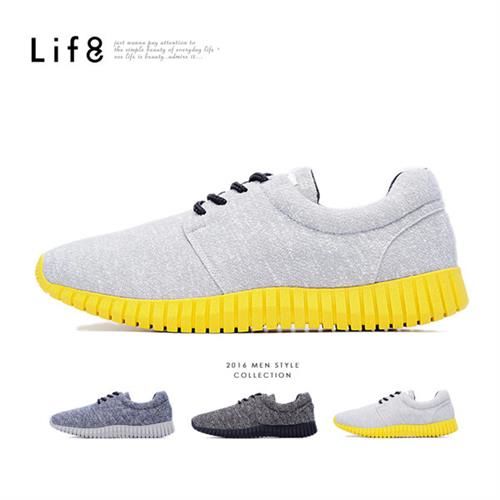 Life8-MIT。輕量。奈米Ag+。雙色針織布。3D彈簧運動鞋-09546-灰色
