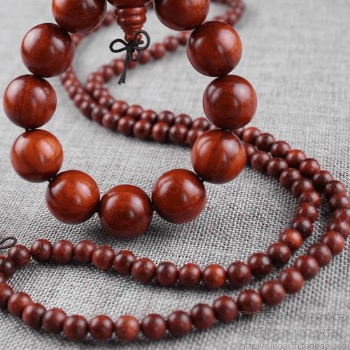 【八方開運】天然原色紅花梨木(108顆念珠8mm)