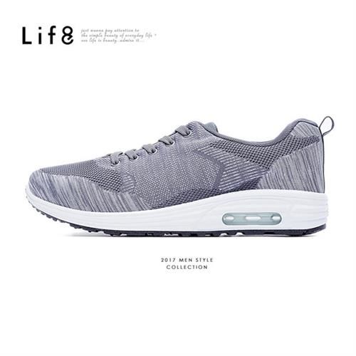Life8-MIT。太空飛織布。AIR CUSHION運動鞋-09512-灰色