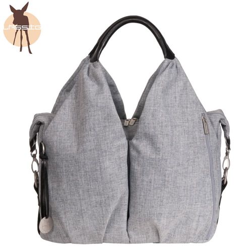 德國Lassig-時尚單寧托特媽媽包-刷色灰