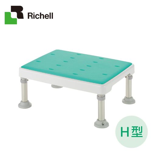 Richell利其爾-可調式不锈鋼浴室椅凳-軟墊H型-綠