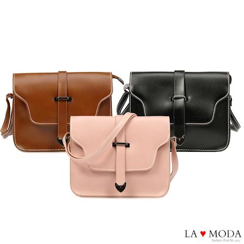 La Moda 個性經典質感手作肩背斜背郵差包小包 (共3色)