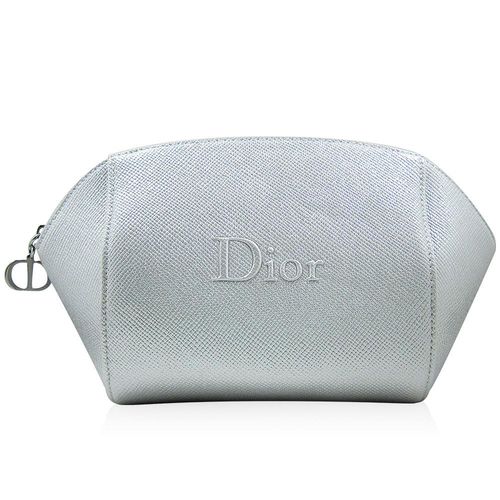 Dior迪奧 銀灰閃亮化妝包(底橫長14cm.11cm.邊寬4cm)