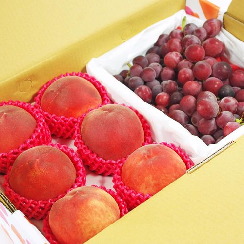 《鮮果日誌》黃金健康禮盒組(加州水蜜桃6入+巨峰葡萄2.5台斤)