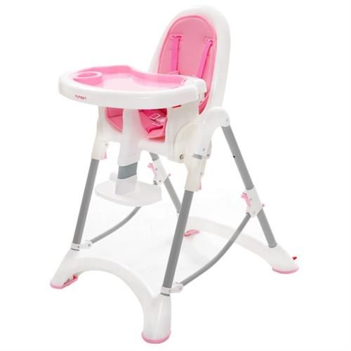 myheart餐椅 蜜桃粉折疊式兒童安全餐椅