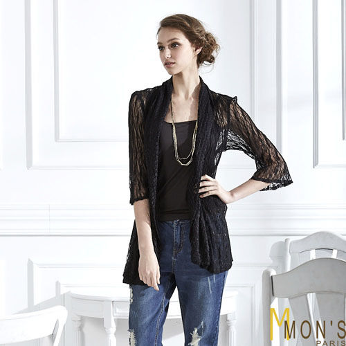MONS飄柔透膚唯美蕾絲外套