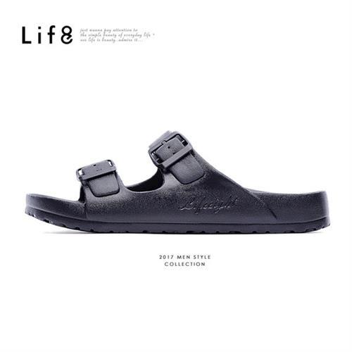 Life8-Casual 馬卡龍系列 品牌漂浮涼拖鞋-09634-黑色