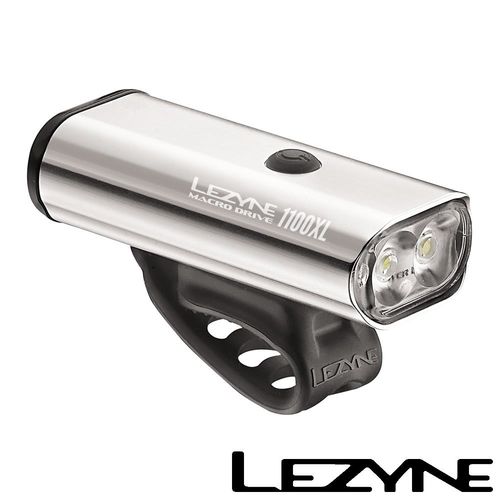 LEZYNE MACRO DRIVE 1100XL USB充電光學透鏡LED長程競速夜騎照明警示前燈  銀/黑