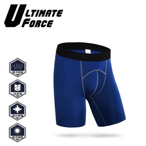 Ultimate Force「極限動力」男子強力伸縮型短褲-藍色四線
