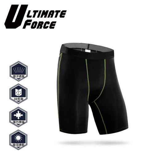 Ultimate Force「極限動力」男子強力伸縮型短褲-黑色雙線