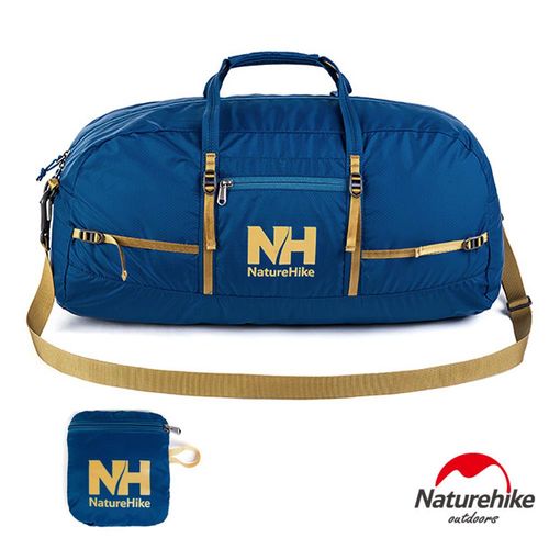 Naturehike戶外旅行大容量折疊防水抗刮手提肩背包 38L 藍色