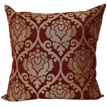歐式宮殿花-客廳沙發絨布抱枕(金/紅)50cm*50cm/腰枕/午安枕/枕套含枕芯2入/臺灣製MIT【宜欣居傢飾】
