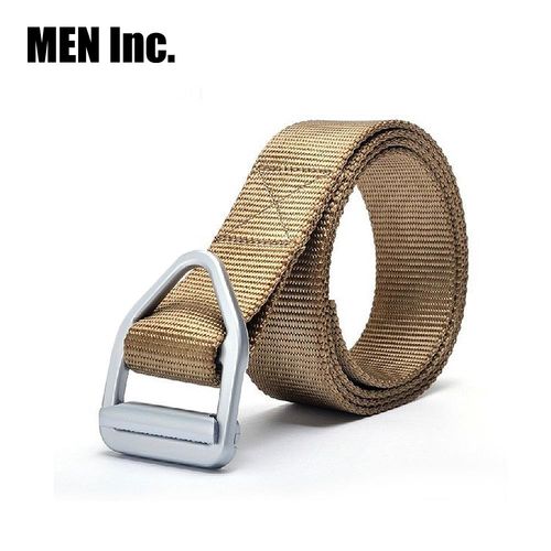Men Inc.硬漢工作褲戰術腰帶-卡其銀扣