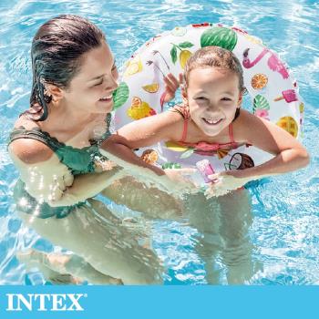 INTEX 熱帶風游泳圈直徑51cm(圖案隨機) 適用：3~6歲(59230)