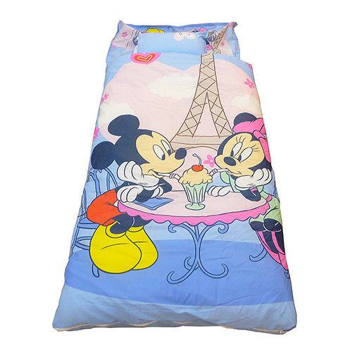 【DISNEY】迪士尼米奇米妮二用幼教兒童睡袋-甜蜜巴黎篇(藍)