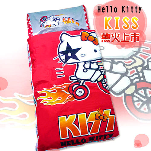 【凱蒂貓HELLO KITTY】KISS熱火兒童睡袋-奔馳腳踏車篇(4*5尺)