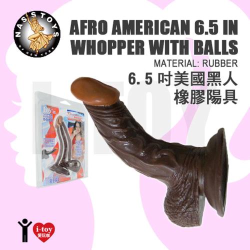 美國NASS TOYS 6.5吋美國黑人橡膠陽具 Afro American 6.5 Inch Whopper with Balls