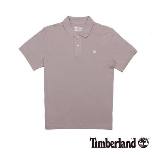 Timberland 男款淺灰褐色純棉透氣短袖Polo衫