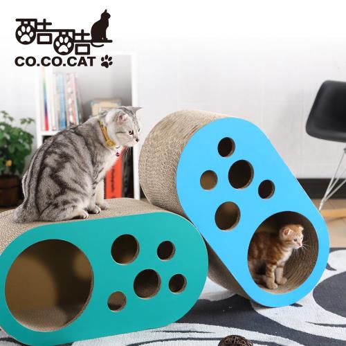 OA本舖 酷酷貓 Co.Co.Cat-洞洞樂-100%台灣製紙箱貓抓板(隨機不挑色)-買就送好神拖靜電除塵紙