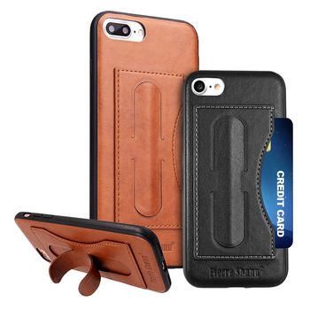 【Fierre Shann】APPLE iPhone7 4.7吋 手工皮革可插卡支架背殼保護殼