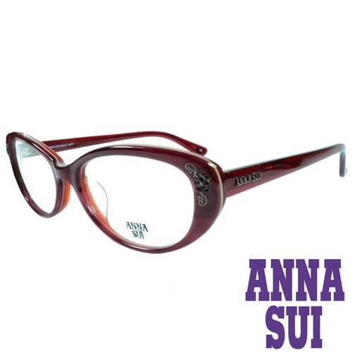 ANNA SUI 日本安娜蘇 金屬時尚水鑽薔薇造型眼鏡(復古紅)AS622-209  