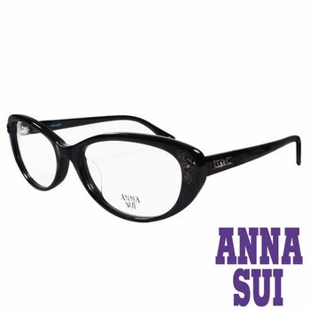 ANNA SUI 日本安娜蘇 金屬時尚水鑽薔薇造型眼鏡(黑)AS622-001