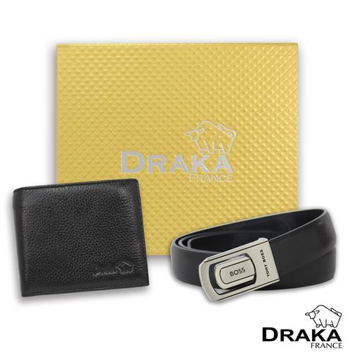 DRAKA 達卡 - 黃金禮盒 真皮皮夾+紳士皮帶-3205