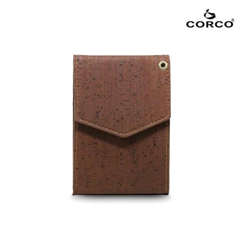 CORCO 簡約掛頸軟木皮夾 - 酷深棕(含掛繩)
