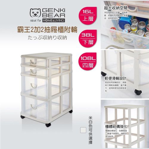 GENKI BEAR 元氣熊 霸王2加2抽屜櫃附輪 4抽