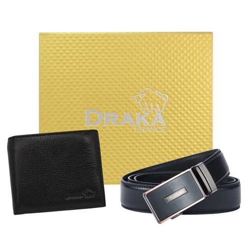 DRAKA 達卡 - 黃金禮盒 真皮皮夾+自動皮帶-8919306