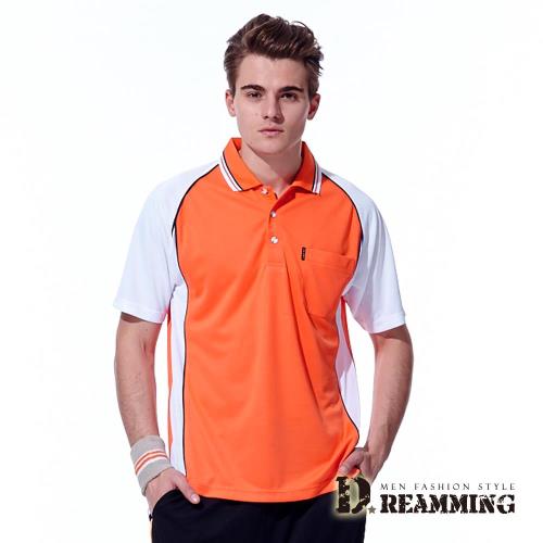【Dreamming】透氣滾邊涼爽吸濕排汗短袖POLO衫-橘色