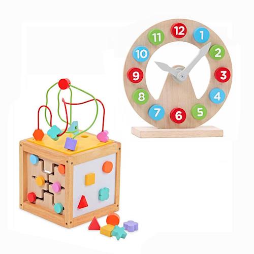 Mentari 益智玩具系列 益智啟蒙遊戲盒 幼兒系列 原木學習鐘