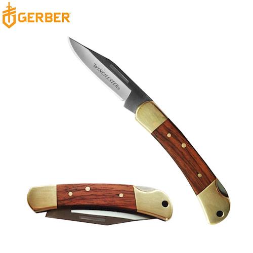 Gerber Winchester雙材質黃銅/木紋手柄折疊刀(鮑伊刀款)22-41324