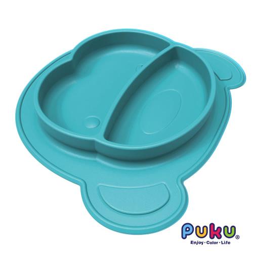 任-PUKU藍色企鵝 矽膠防滑餐盤-海水藍