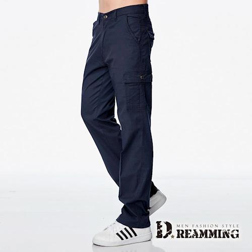 【Dreamming】超輕薄多口袋伸縮休閒長褲(深藍)