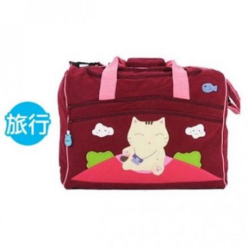 【ABS貝斯貓】貓咪拼布包 超大旅行袋 行李袋(深紅88-129)