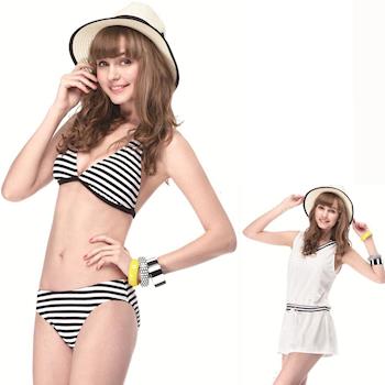 【SAIN SOU】大女比基尼三件式泳裝附泳帽A93235